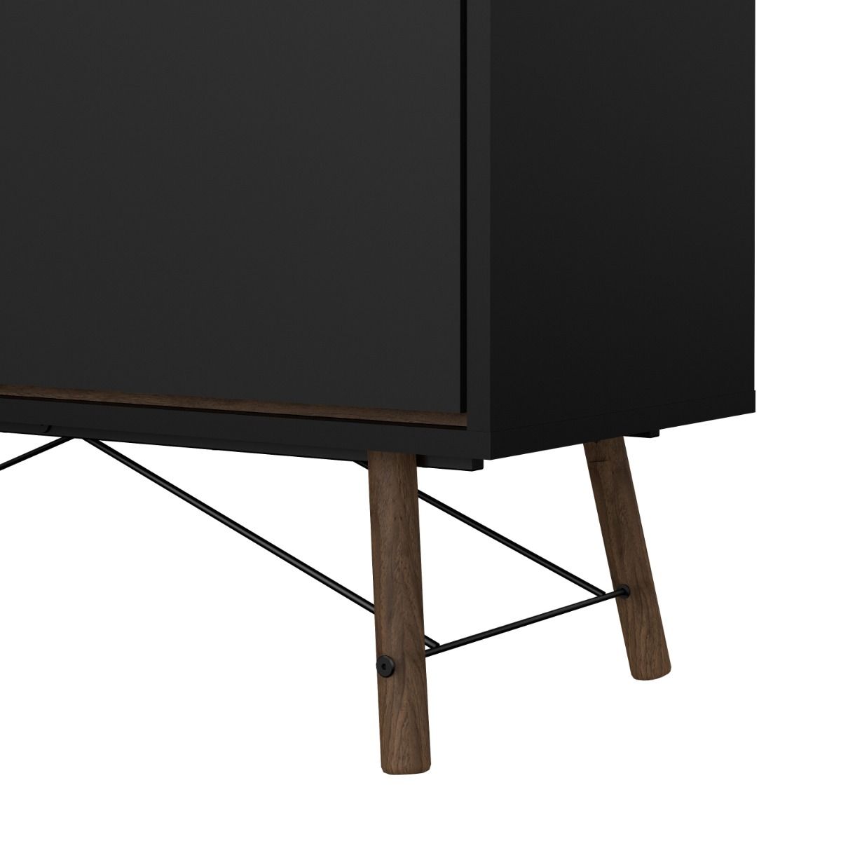 Ry China Cabinet with Glass Door and Drawer in Matt Black Walnut