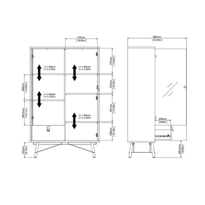Ry China Cabinet with Glass Door and Drawer in Matt Black Walnut