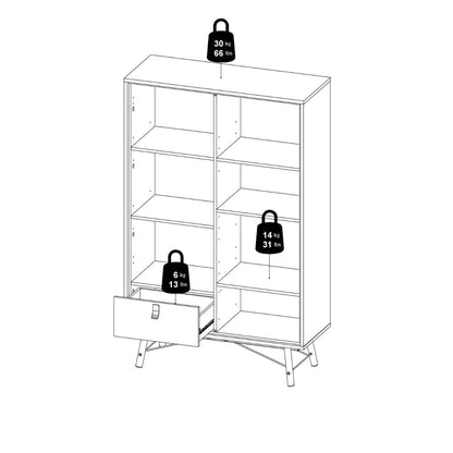 Ry China Cabinet with Glass Door and Drawer in Matt Black Walnut