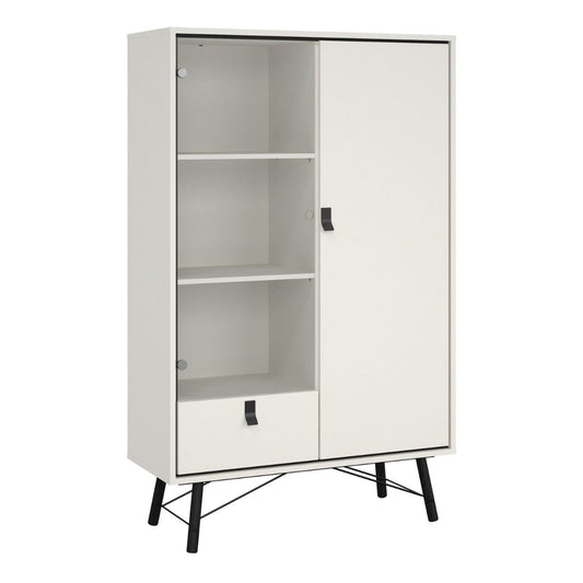 Ry China Cabinet with Glass Door and Drawer in Matt White