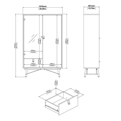Ry China Cabinet with Glass Door and Drawer in Matt White