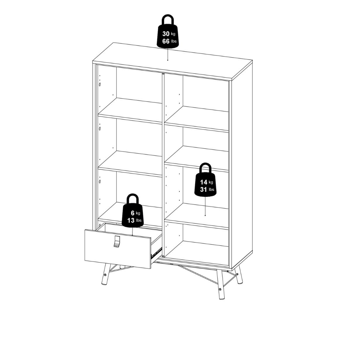 Ry China Cabinet with Glass Door and Drawer in Matt White