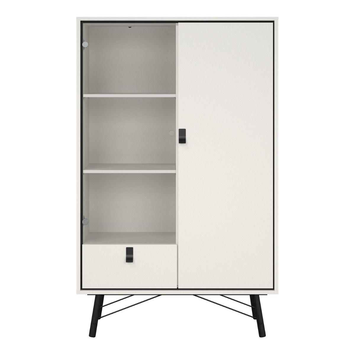 Ry China Cabinet with Glass Door and Drawer in Matt White