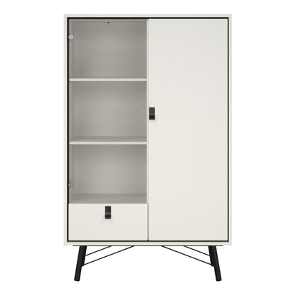 Ry China Cabinet with Glass Door and Drawer in Matt White