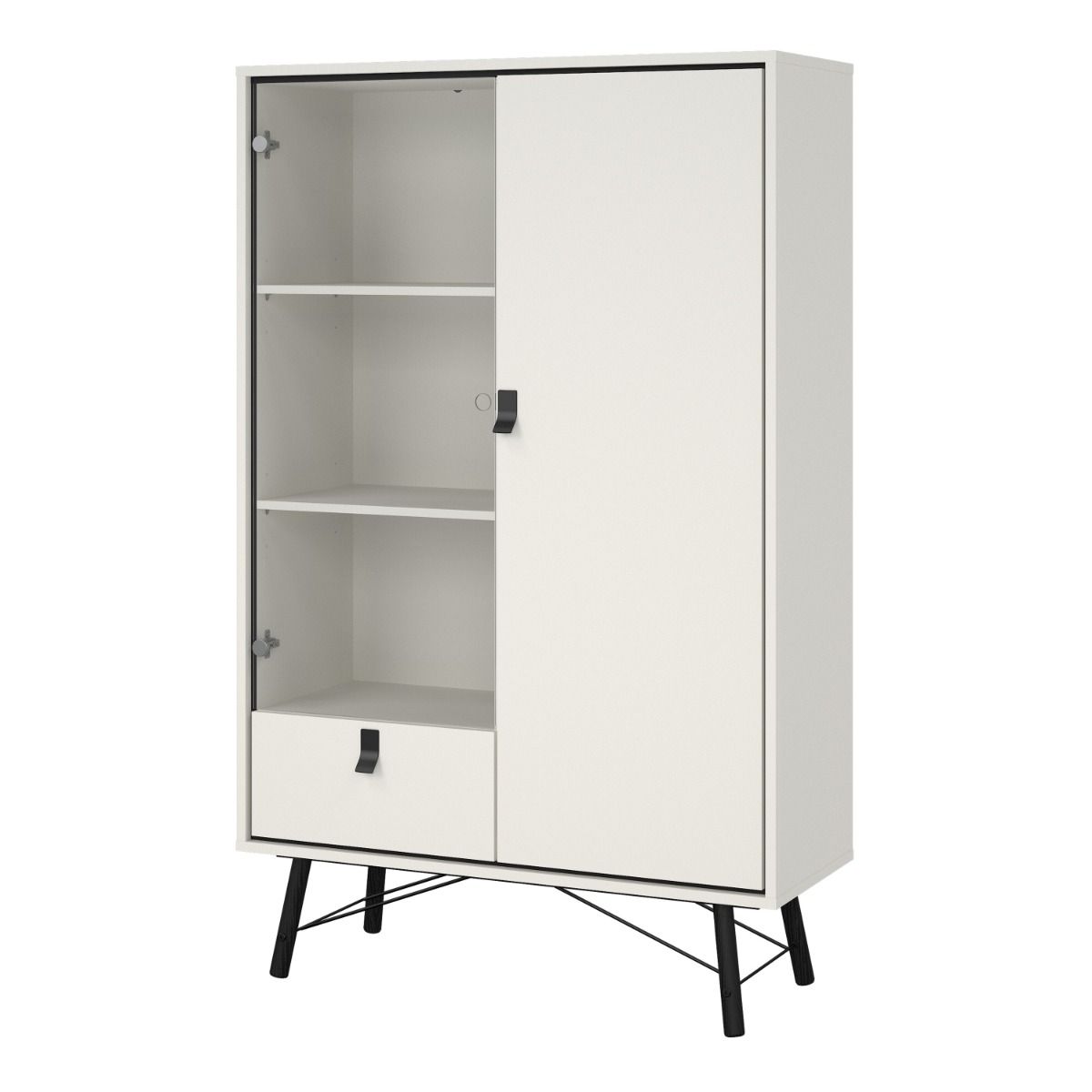 Ry China Cabinet with Glass Door and Drawer in Matt White