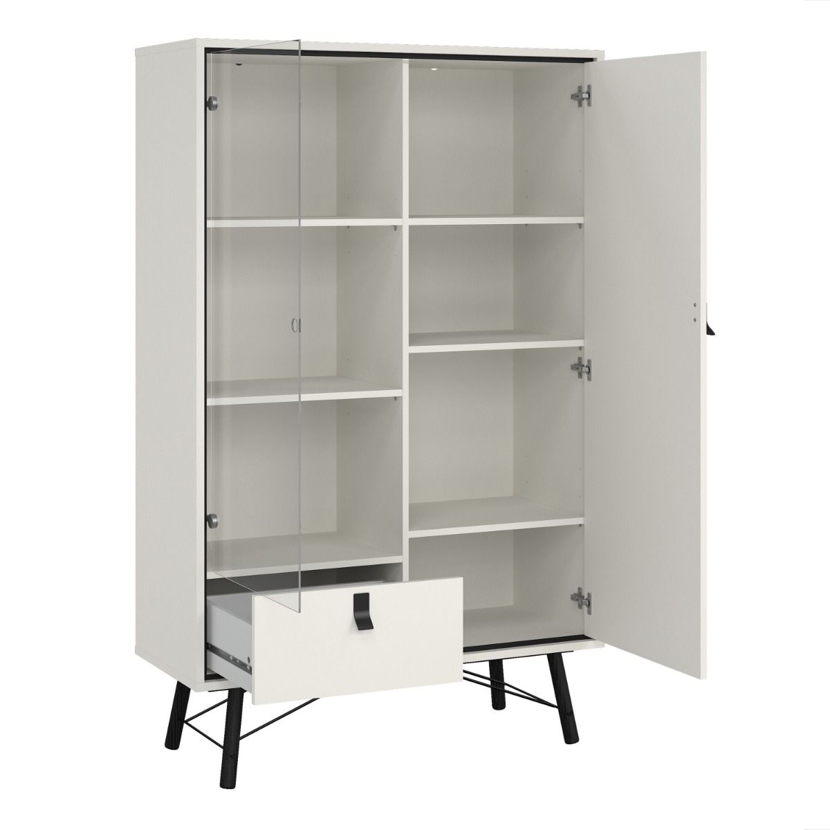 Ry China Cabinet with Glass Door and Drawer in Matt White