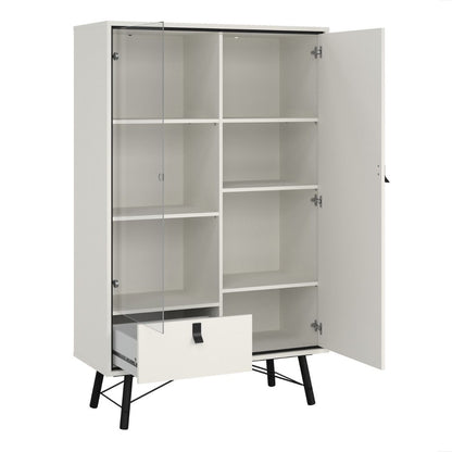 Ry China Cabinet with Glass Door and Drawer in Matt White