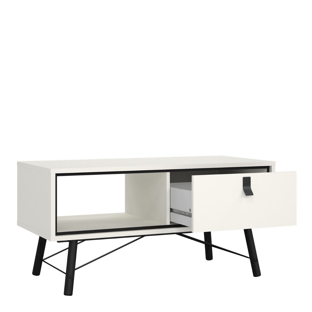 Ry Coffee Table with Drawer in Matt White