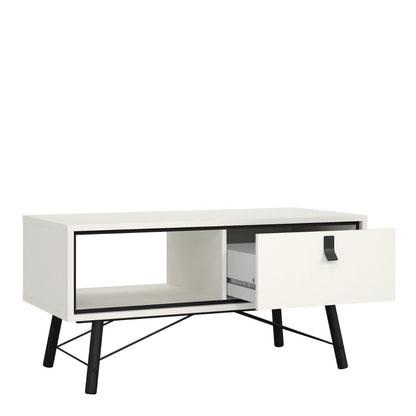 Ry Coffee Table with Drawer in Matt White