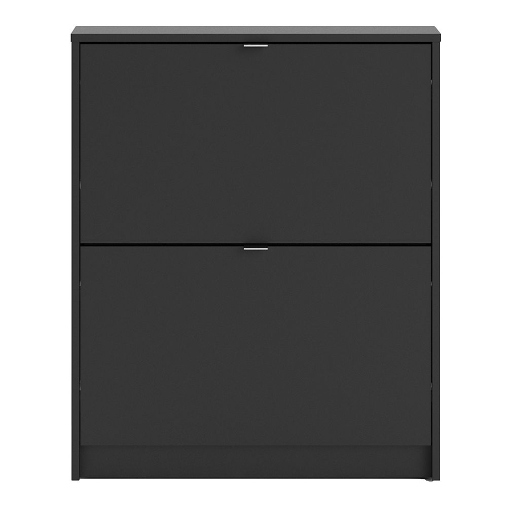 Shoes Cabinet with 2 Flip Down Doors in Matt Black