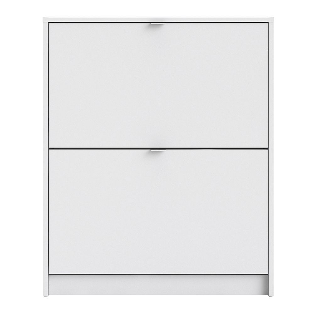 Shoes Cabinet with 2 Flip Down Doors and 2 Layers in White