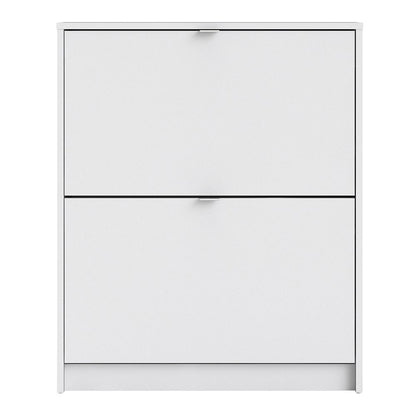 Shoes Cabinet with 2 Flip Down Doors and 2 Layers in White