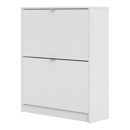 Shoes Cabinet with 2 Flip Down Doors and 2 Layers in White