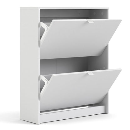 Shoes Cabinet with 2 Flip Down Doors and 2 Layers in White
