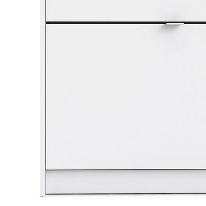 Shoes Cabinet with 2 Flip Down Doors and 2 Layers in White