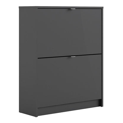 Shoes Shoe Cabinet 2 Flip Down Doors in Matt Black