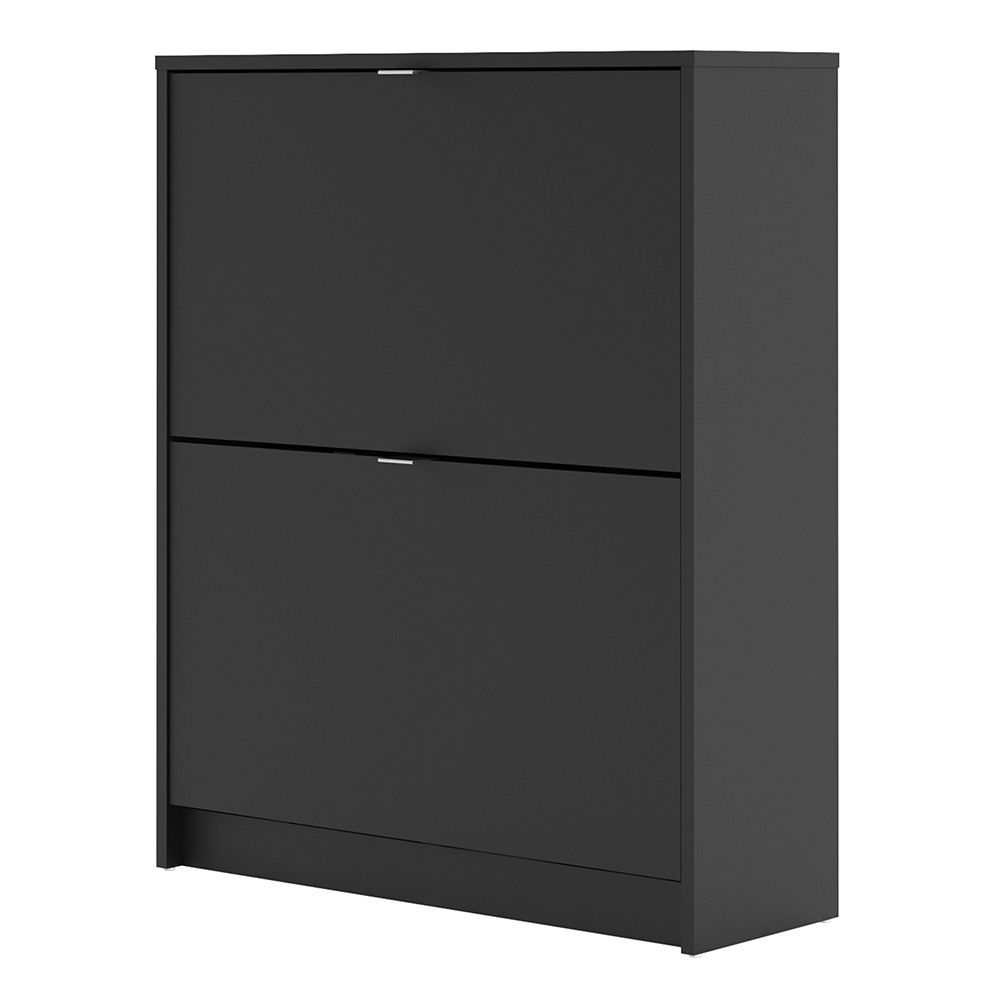 Shoes Shoe Cabinet 2 Flip Down Doors in Matt Black