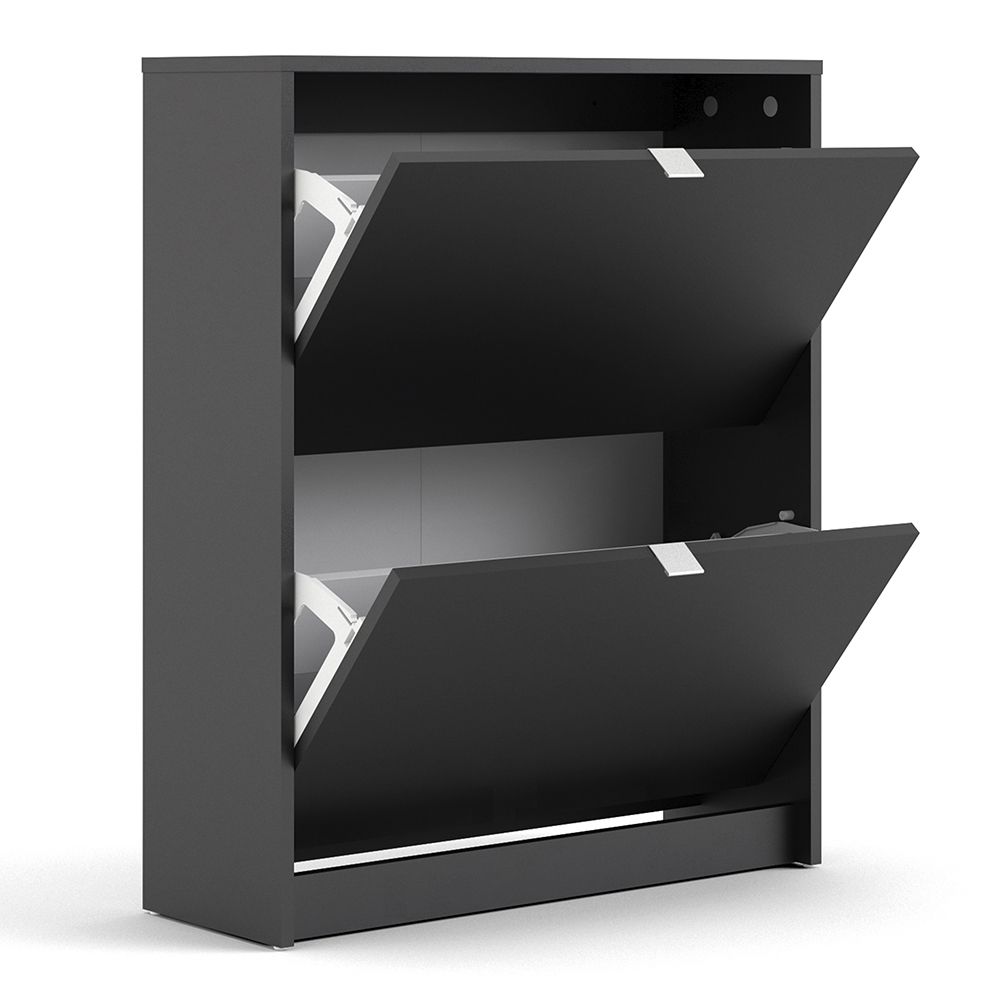 Shoes Shoe Cabinet 2 Flip Down Doors in Matt Black