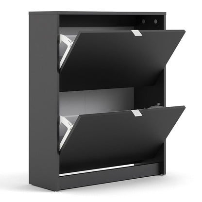 Shoes Shoe Cabinet 2 Flip Down Doors in Matt Black