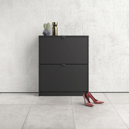 Shoes Shoe Cabinet 2 Flip Down Doors in Matt Black