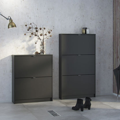 Shoes Shoe Cabinet 2 Flip Down Doors in Matt Black