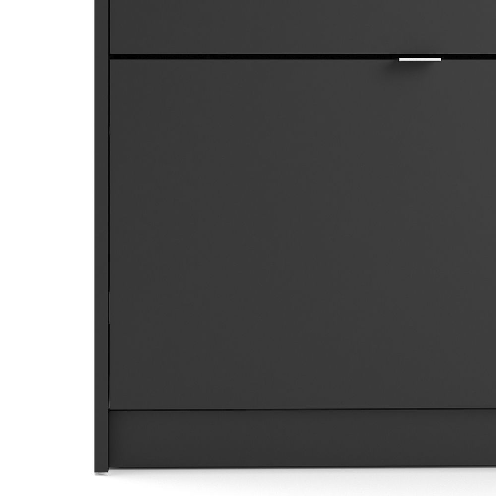 Shoes Shoe Cabinet 2 Flip Down Doors in Matt Black