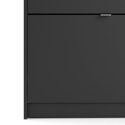 Shoes Shoe Cabinet 2 Flip Down Doors in Matt Black