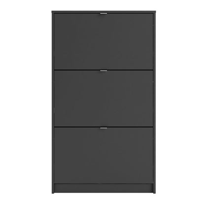 Shoes Cabinet with 3 Flip Down Doors and 2 Layers in Matt Black