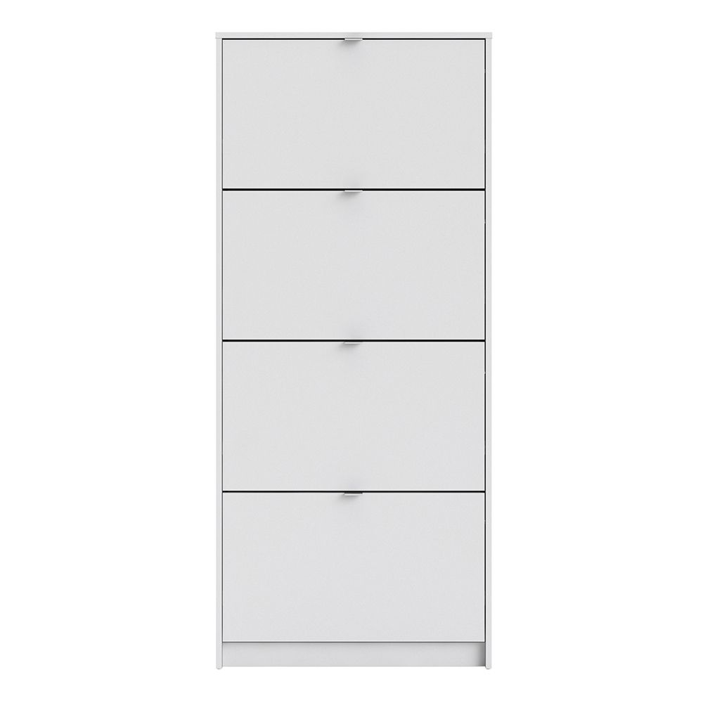 Shoes Cabinet with 4 Flip Doors and 2 Layers in White