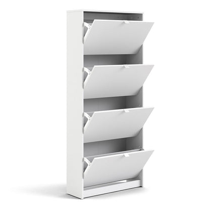 Shoes Cabinet with 4 Flip Doors and 2 Layers in White