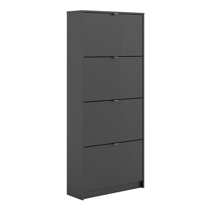 Shoes Cabinet with 4 Flip Doors and 2 Layers in Matt Black