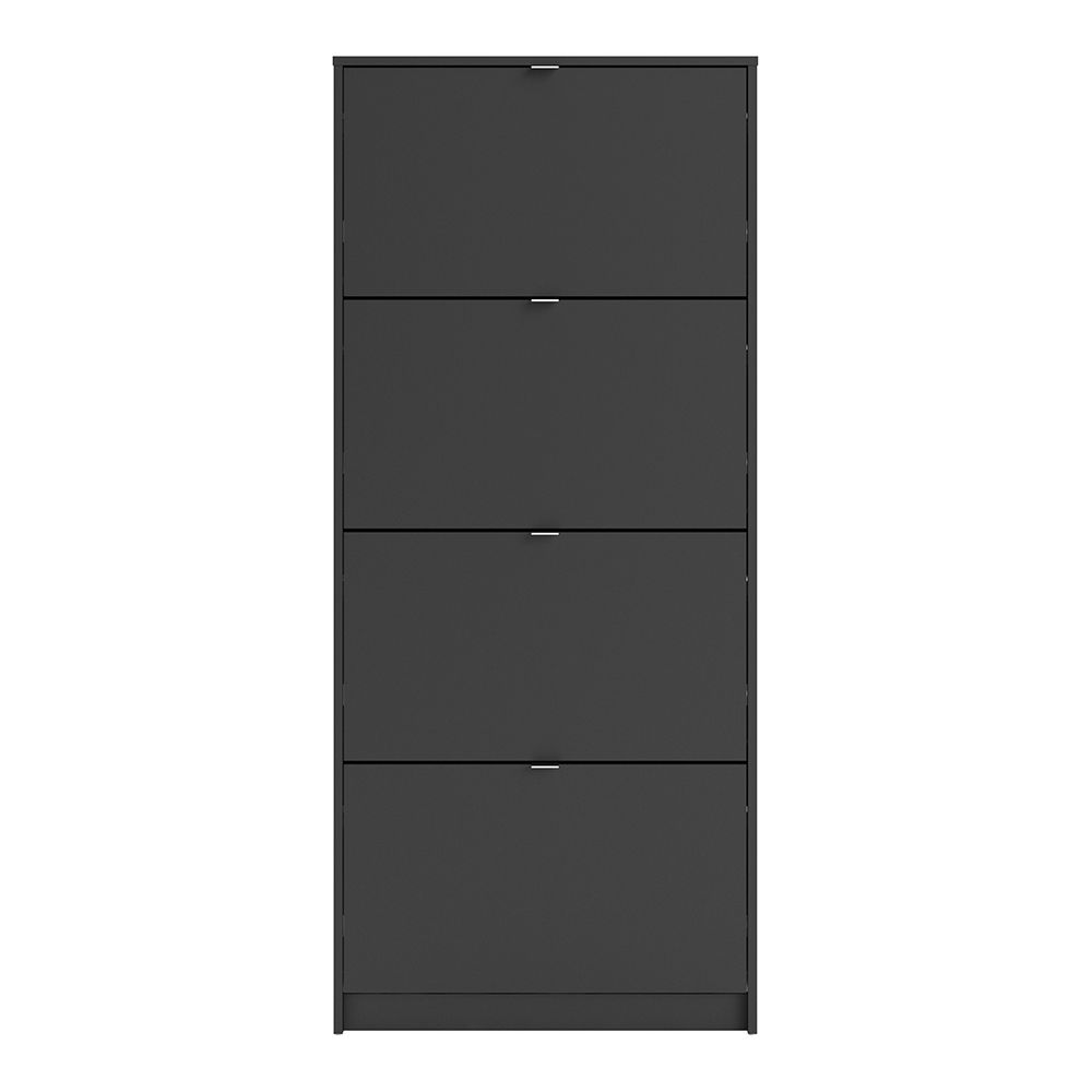 Shoes Cabinet with 4 Flip Doors and 2 Layers in Matt Black