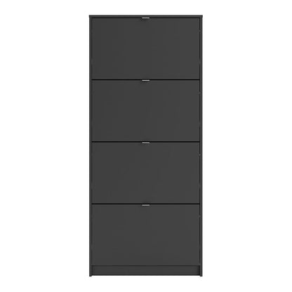 Shoes Cabinet with 4 Flip Doors and 2 Layers in Matt Black