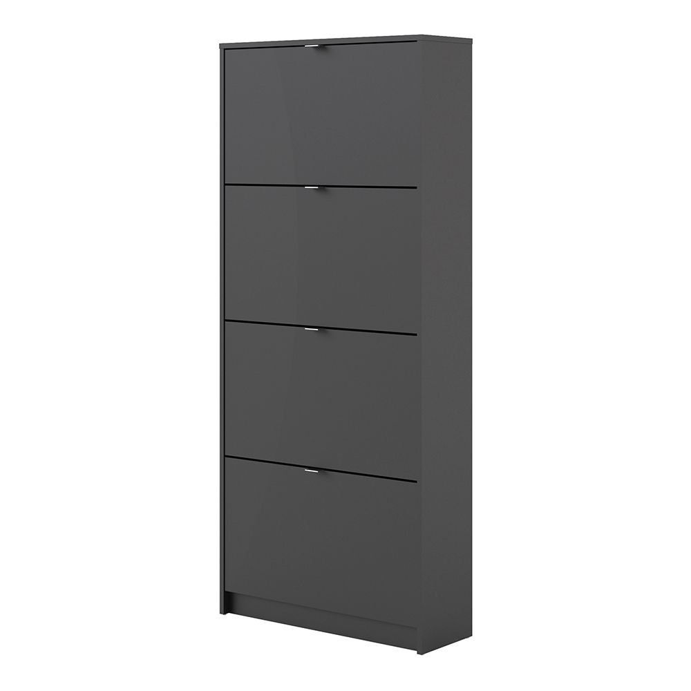 Shoes Cabinet with 4 Flip Doors and 2 Layers in Matt Black