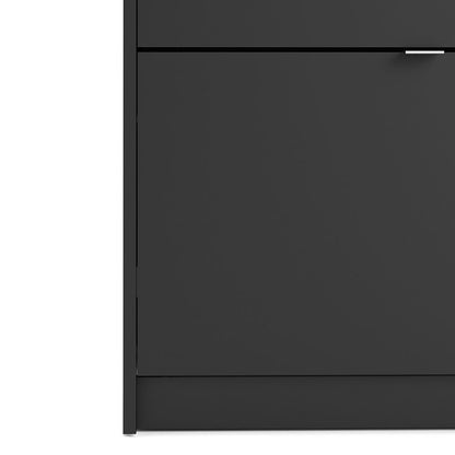 Shoes Cabinet with 4 Flip Doors and 2 Layers in Matt Black