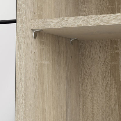 Shoes Cabinet with 3 Flip Doors and Side Door in Oak Structure