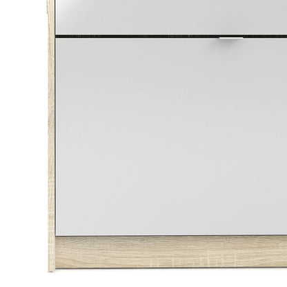 Shoes Cabinet with 4 Flip Doors and Mirror Door in Oak Structure
