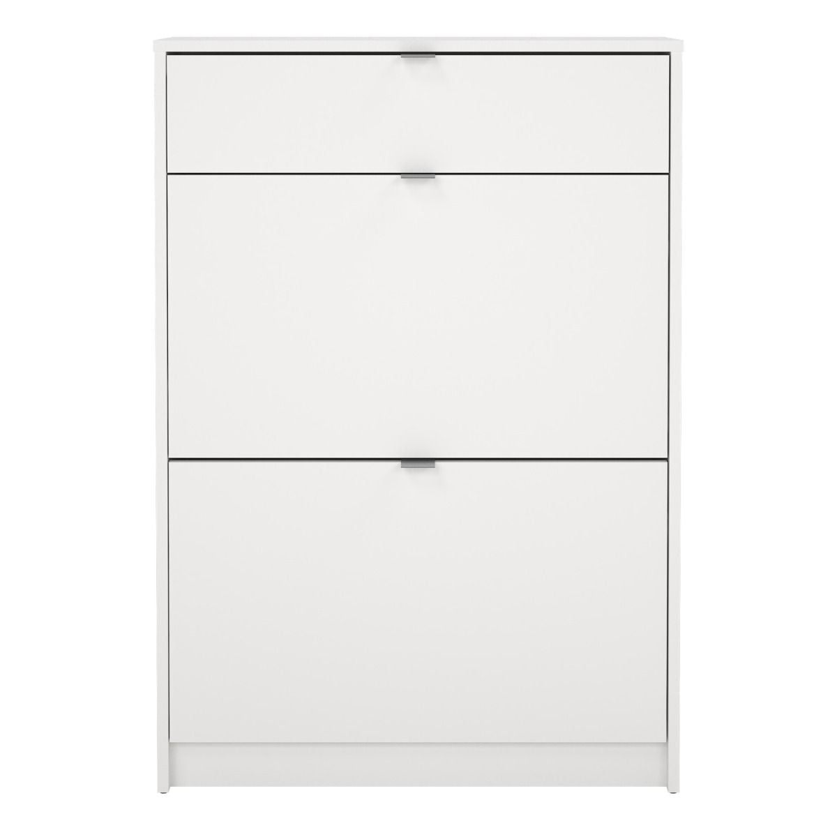 Shoes Shoe Cabinet 2 Flip Down Doors + 1 Drawer in White