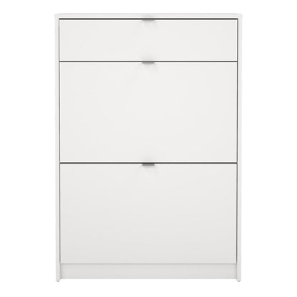 Shoes Shoe Cabinet 2 Flip Down Doors + 1 Drawer in White