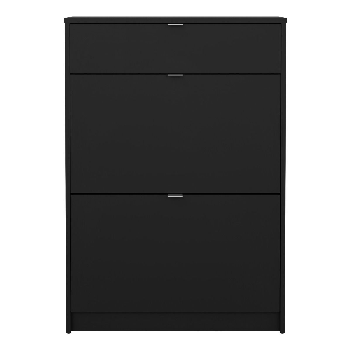 Shoes Shoe Cabinet 2 Flip Down Doors + 1 Drawer in Matt Black