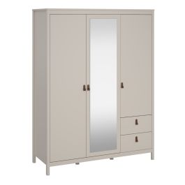 Barcelona Wardrobe with 2 Doors + 1 Mirror Door + 2 Drawers in Cashmere