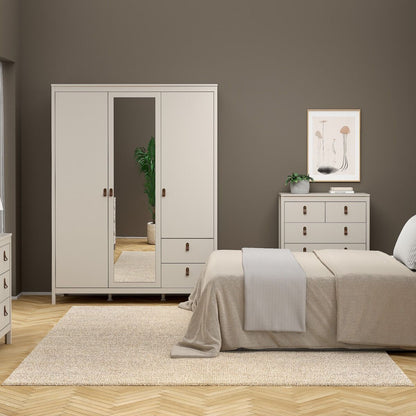 Barcelona Wardrobe with 2 Doors + 1 Mirror Door + 2 Drawers in Cashmere