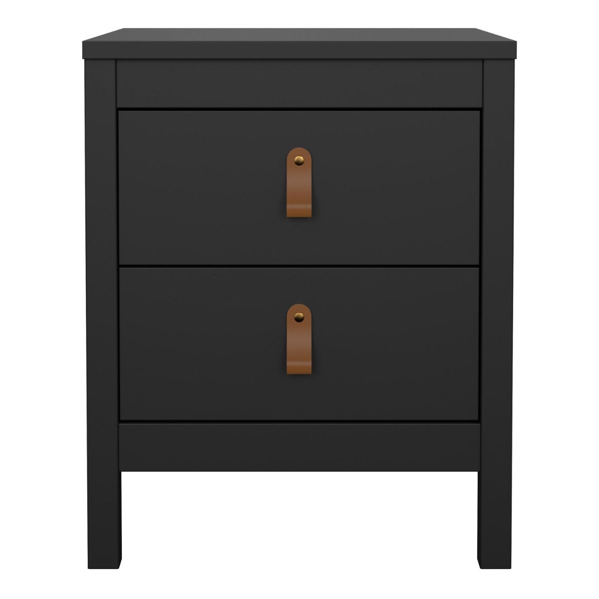 Barcelona Bedside Table 2 Drawers in Matt Black