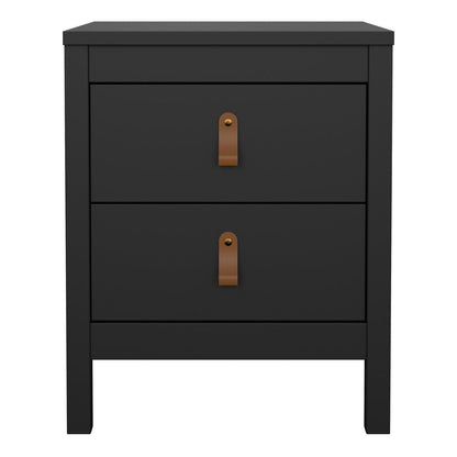 Barcelona Bedside Table 2 Drawers in Matt Black