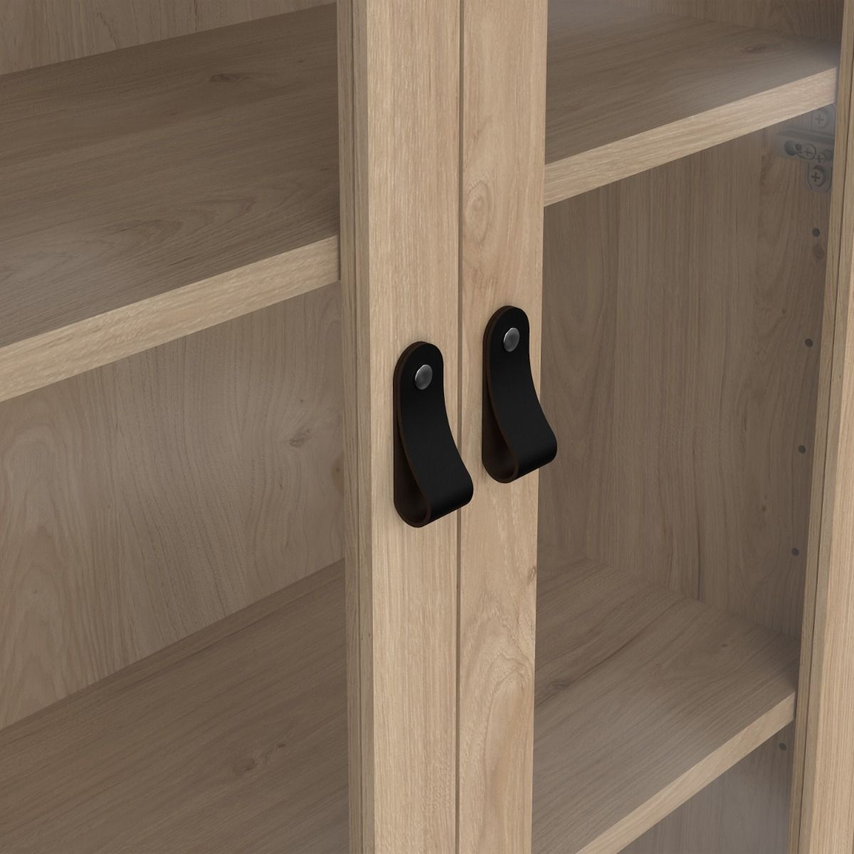 Barcelona China Cabinet 2 Glass Doors with 3 Drawers in Oak