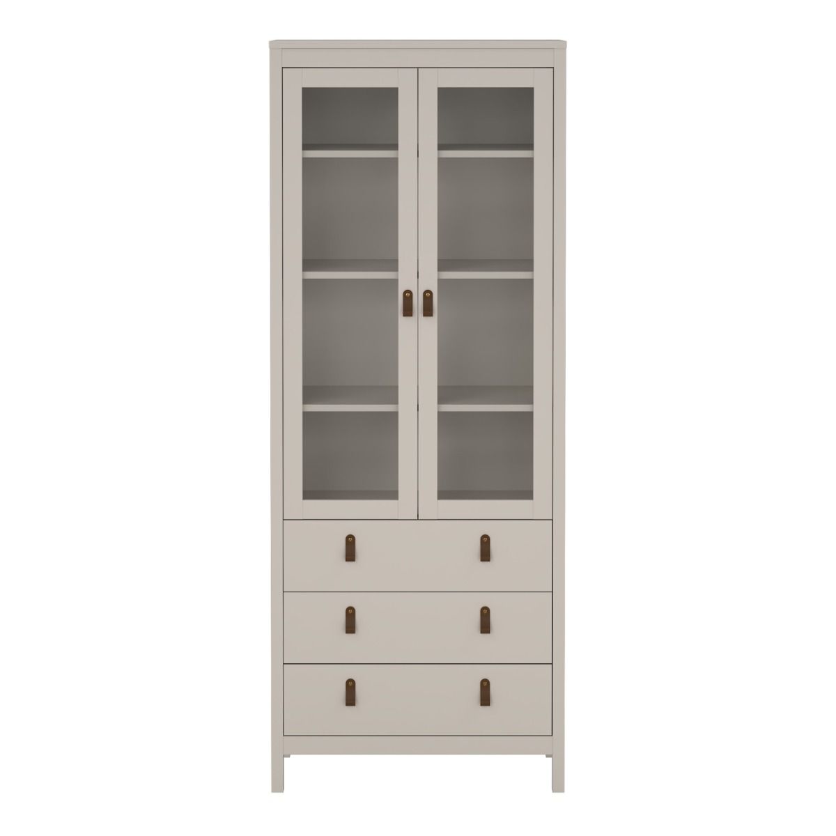 Barcelona China Cabinet 2 Glass Doors with 3 Drawers in Cashmere