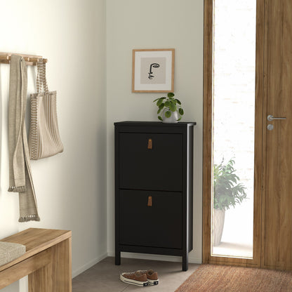 Barcelona Shoe Cabinet 2 Flip Down Doors in Matt Black