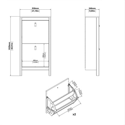 Barcelona Shoe Cabinet 2 Flip Down Doors in Jackson Hickory Oak