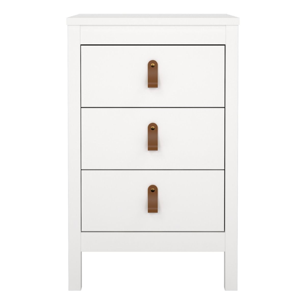 Barcelona Bedside Table 3 Drawers in White