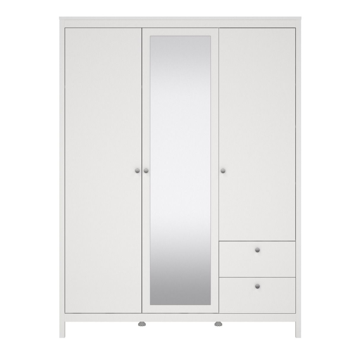 Madrid  Wardrobe with 2 Doors 1 Mirror Door 2 Drawers White